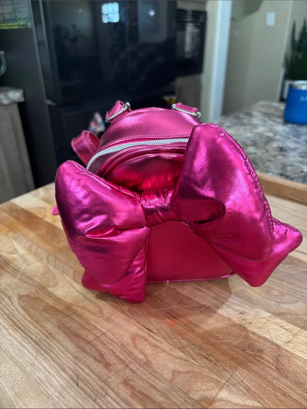 Kids Shiny Pink Bow Mini Backpack - Cute Accessory
